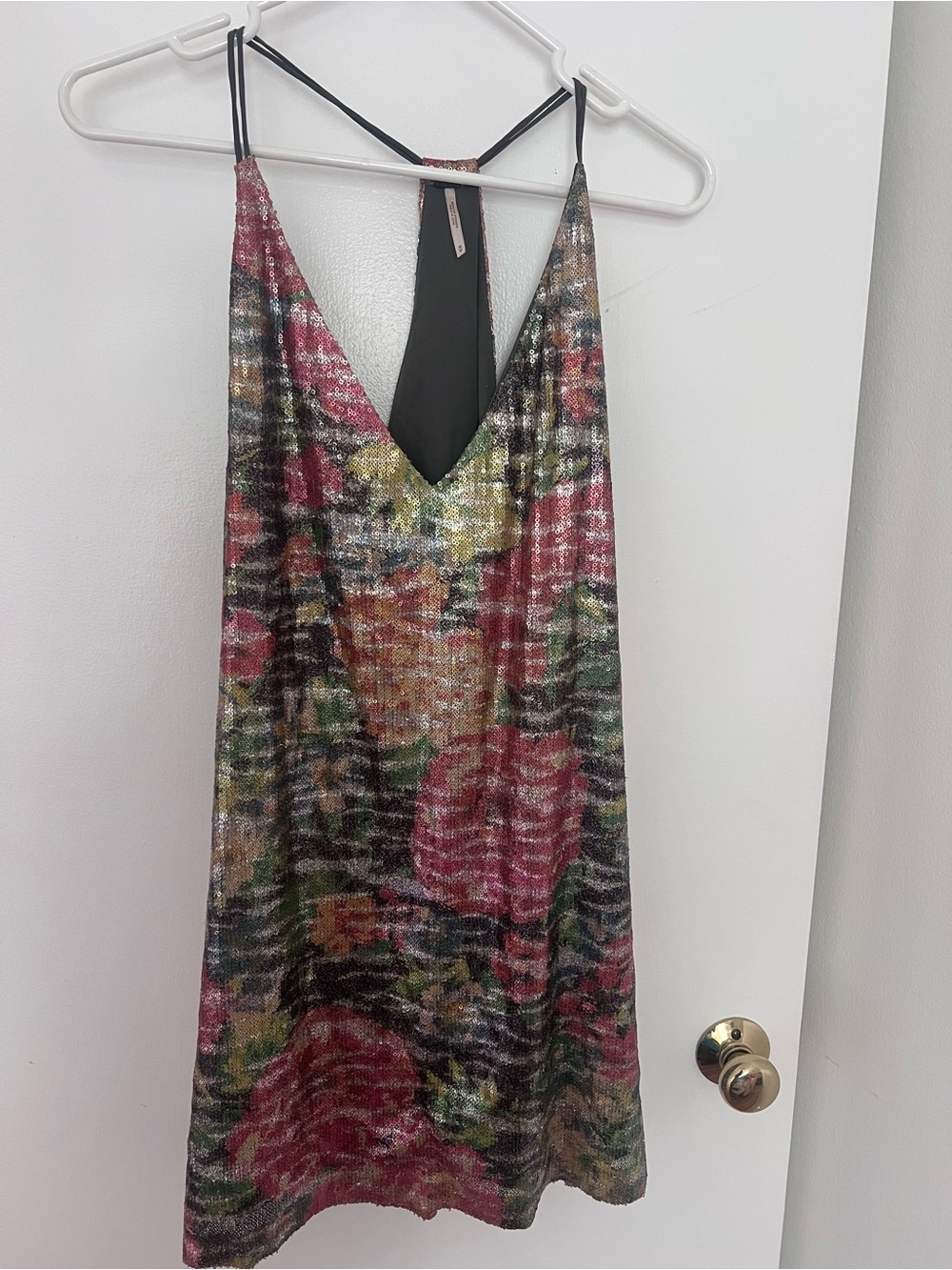 Free People Sequined Halter Mini Slip Dress